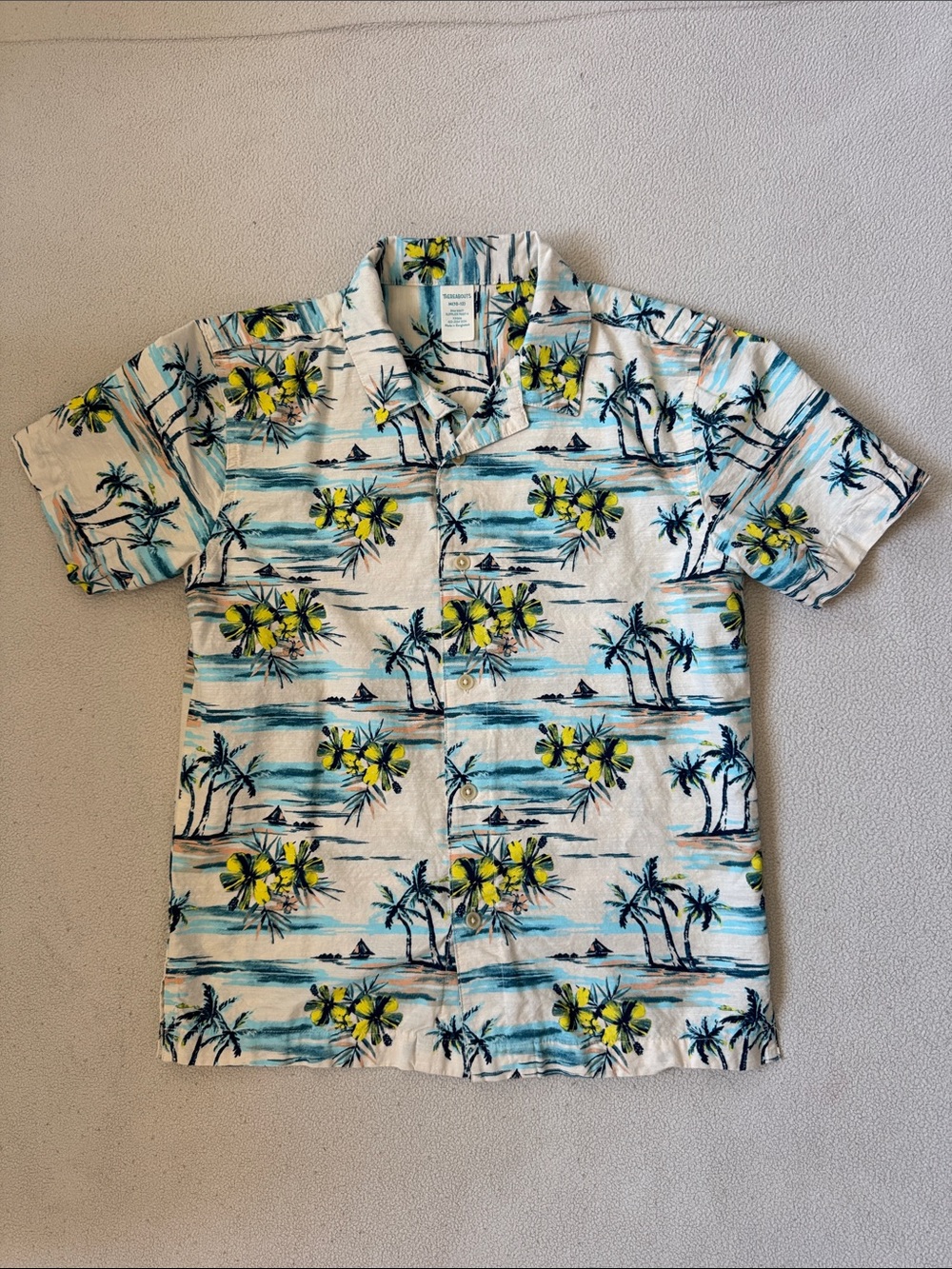 Thereabouts Boys Short-Sleeve Hawaiian Button-Down Shirt - Yellow & Blue Floral